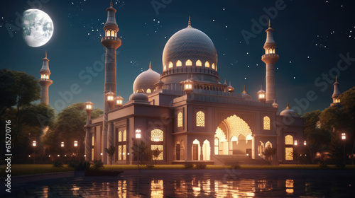 Muslim mosque at beautiful night