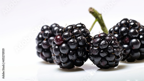 Blackberry on white background. Created with Generative AI technology.