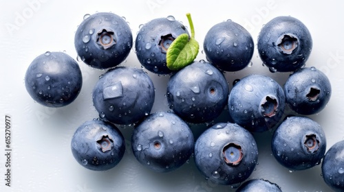 Blueberry on white background. Created with Generative AI technology.
