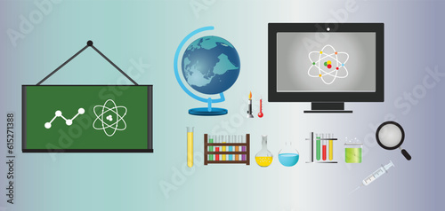 Science equipments for chemistry lab vector
