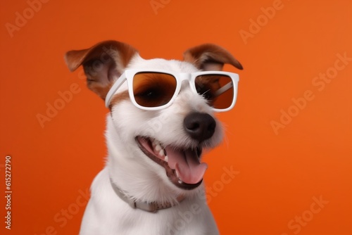portrait dog isolated sunglasses funny pet beautiful background cute smile animal. Generative AI. © SHOTPRIME STUDIO