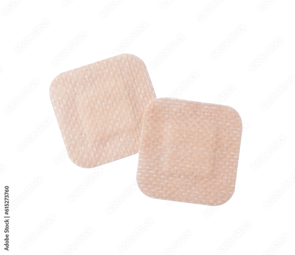 Contraceptive patches isolated on white, top view Contraceptive patches isolated on white, top view