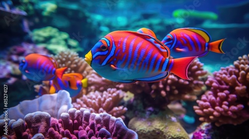 great barrier reef with colorfull fishes generative ai © Francheska