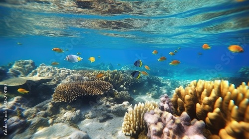 great barrier reef with colorfull fishes generative ai