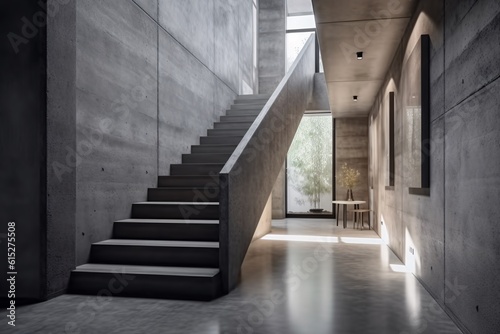 Fototapeta Concrete interior with stairs and sunlight