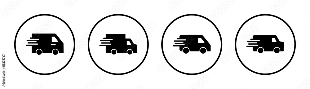 Delivery truck icon set illustration. Delivery truck sign and symbol. Shipping fast delivery icon Delivery truck icon set illustration. Delivery truck sign and symbol. Shipping fast delivery icon