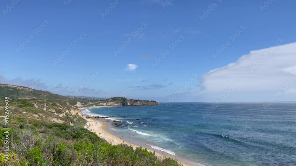 Beautiful aerial Crystal Cove Beach vista, Orange County, Southern California
