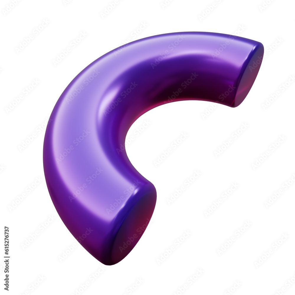 3d Geometry shape Half torus or ring Gradient Purple Metallic Color, realistic rendering element design 3d Geometry shape Half torus or ring Gradient Purple Metallic Color, realistic rendering element design