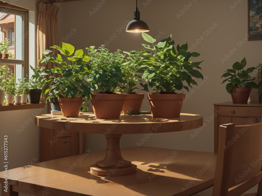 The soft morning light filtered through the windows, casting a gentle glow upon the numerous potted plants illuminating their intricate details and casting delicate shadows that danced across the room