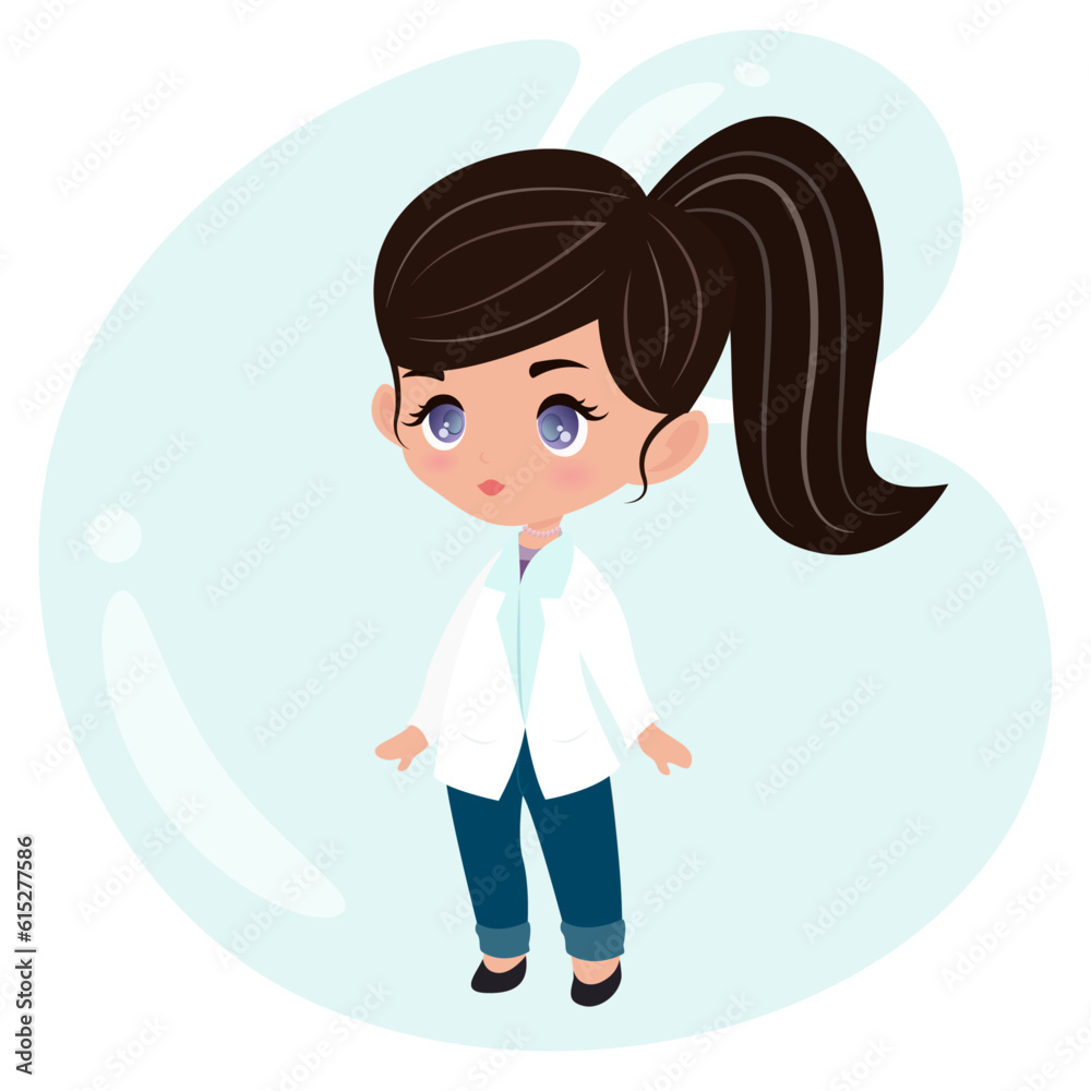 Chibi female scientist vector illustration graphic Chibi female scientist vector illustration graphic