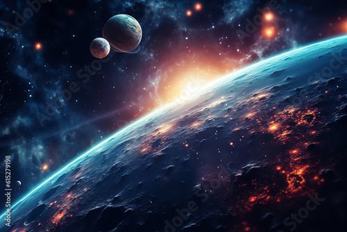 planets galaxy outer space background