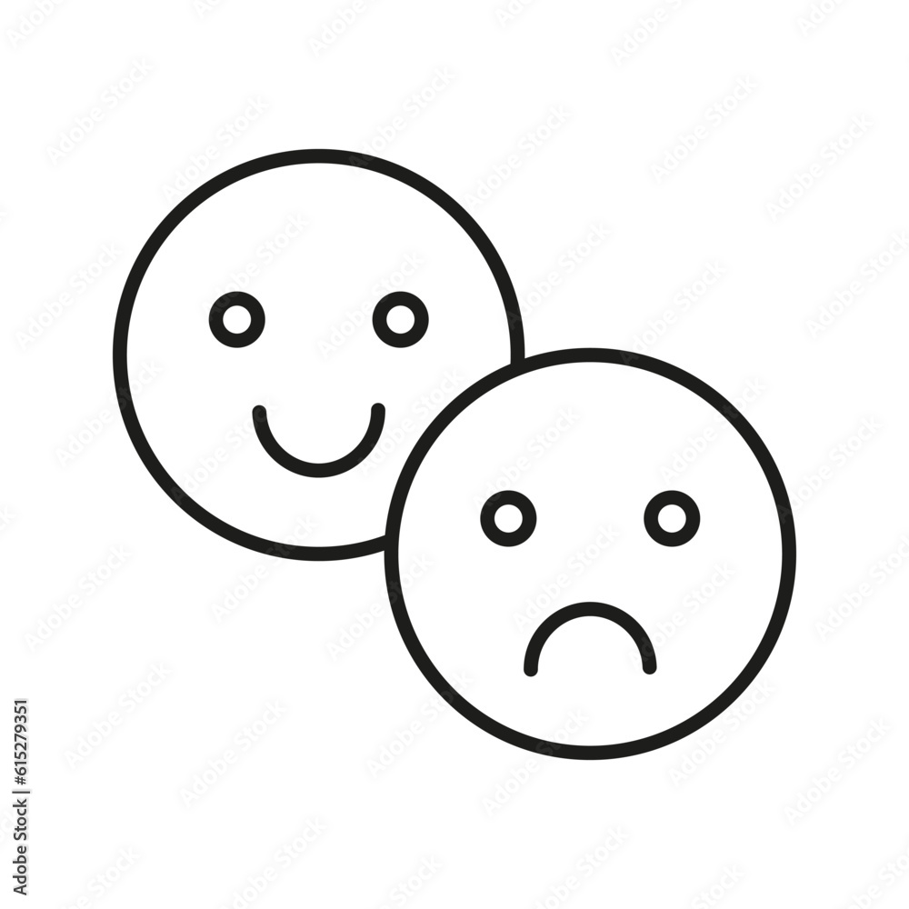 Fototapeta premium Happy and Sad Smiley Icon. Vector illustration. Stock image.