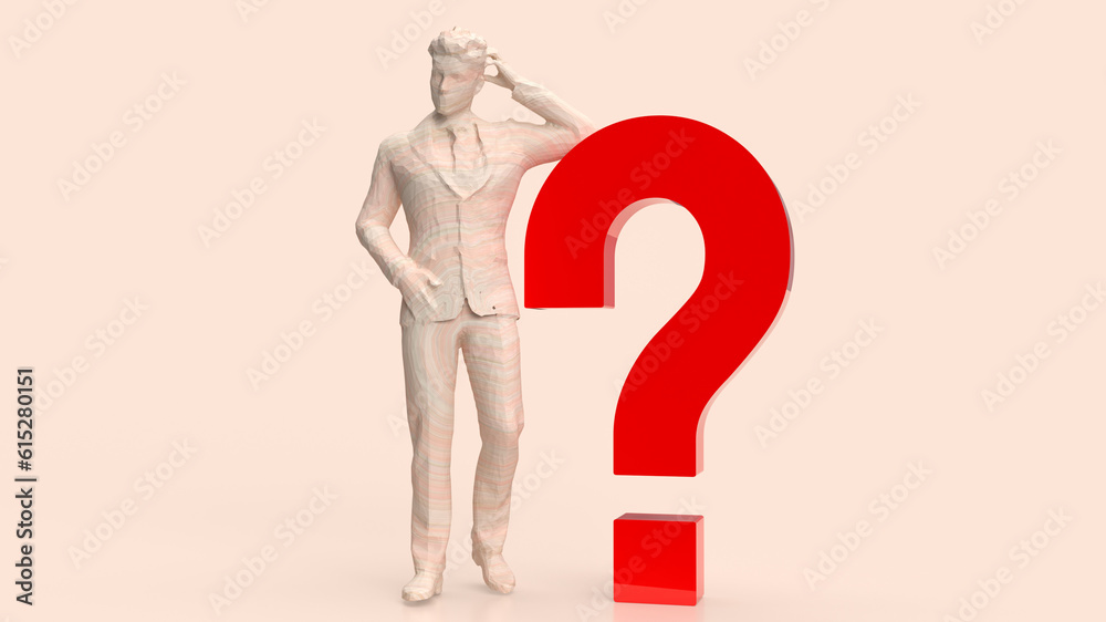 The man and red question mark 3d rendering The man and red question mark 3d rendering