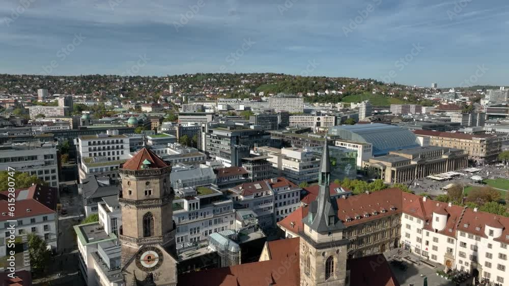 sunny day flight over stuttgart city famous center aerial panorama 4k germany sunny day flight over stuttgart city famous center aerial panorama 4k germany