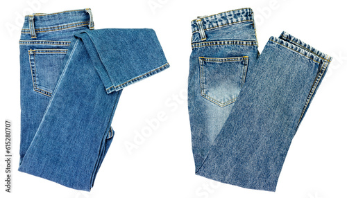 Canvastavla Blue jeans lined in a pile of jeans elements modern women's and men's fashion pa