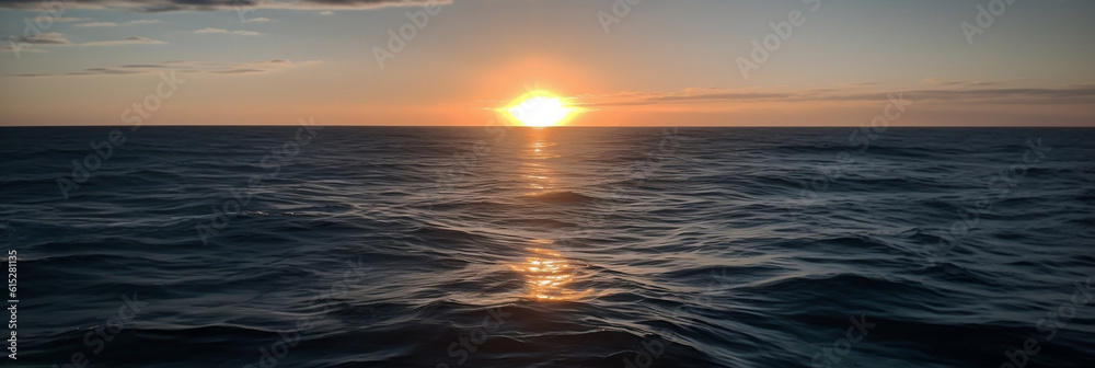 Fototapeta premium a blurry photo of the sun shining over the ocean, Generative AI