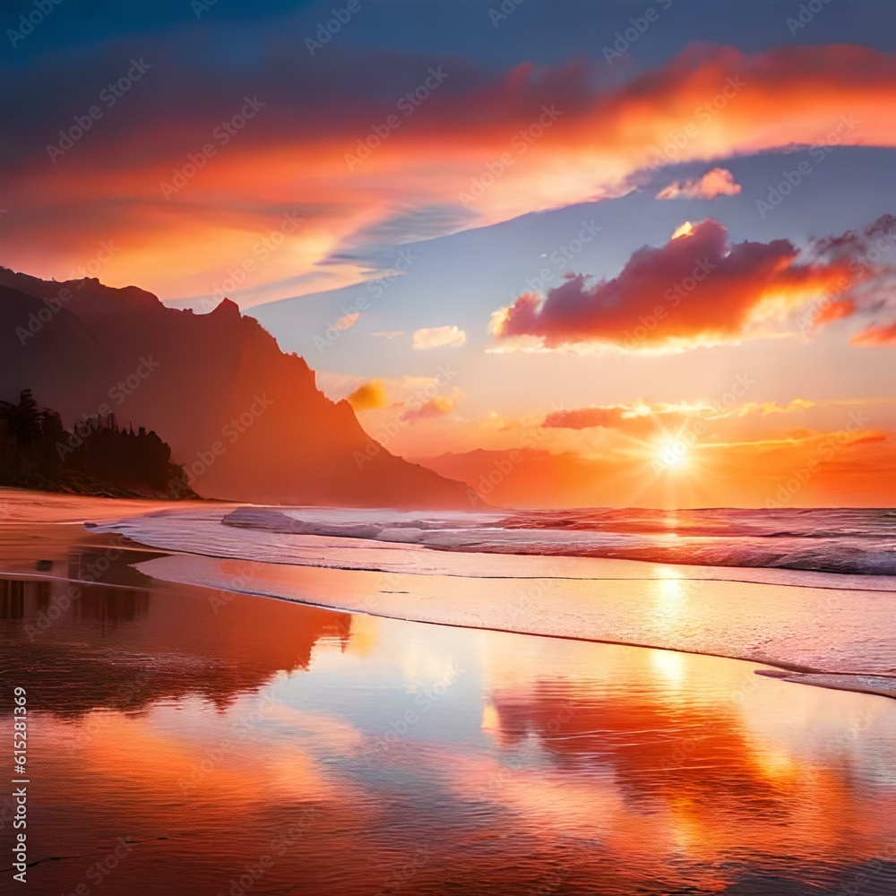 Obraz premium sunset over the river