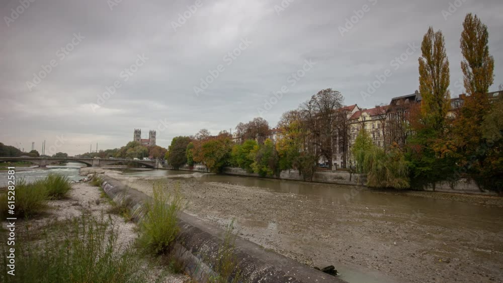 cloudy day munich city cathedral church view riverside bridge panorama 4k timelapse germany cloudy day munich city cathedral church view riverside bridge panorama 4k timelapse germany
