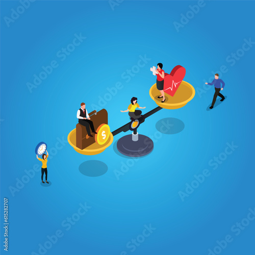 Work Balance life isometric 3d vector illustration concept for banner, website, illustration, landing page, flyer, etc