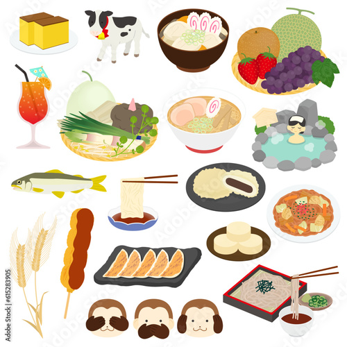 栃木県の名物のイラストセット