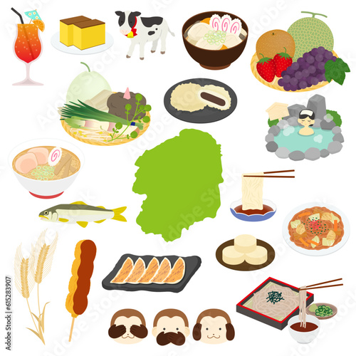 栃木県の名物のイラストセット