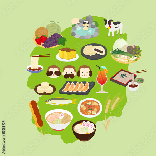 栃木県の名物のイラストセット