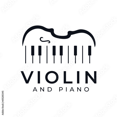 Vintage retro music instrument inspiration violin and piano symbol icon logo design