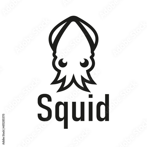 Squid vintage retro inspiration isolated squid logo template. Traditional restaurant logo illustration