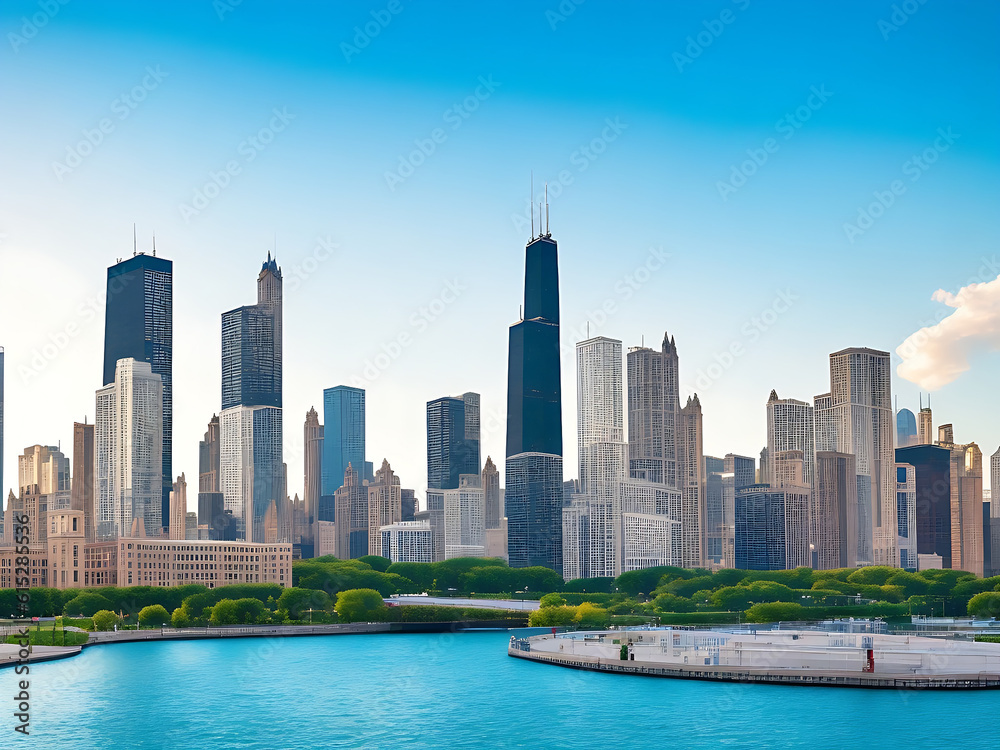 Naklejka premium Chicago skyline picture 