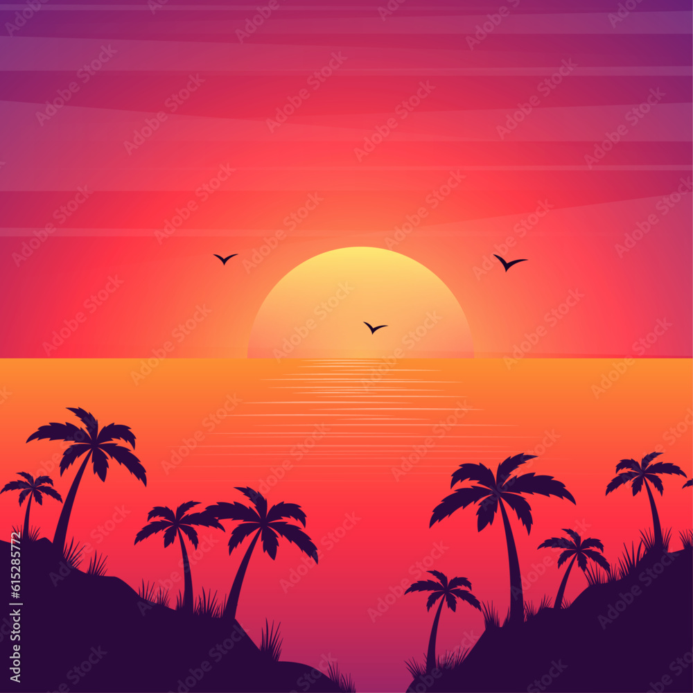 gradient beach sunset landscape
