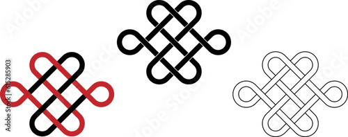 Black white Sasmara knot sign set