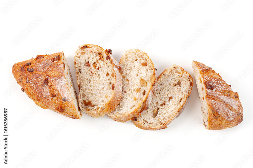 sliced bread on white background. top view. sliced bread on white background. top view.