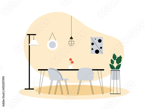 Living room interior vector design. Modern furniture living room interior
