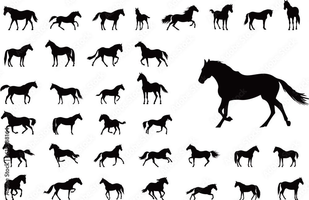 馬のシルエットセット 馬のシルエットセット