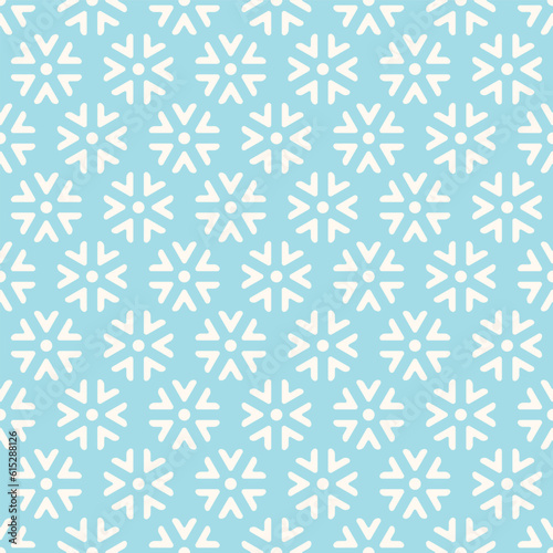 Blue Minimal Snowflake Motif Seamless Vector Repeat Pattern