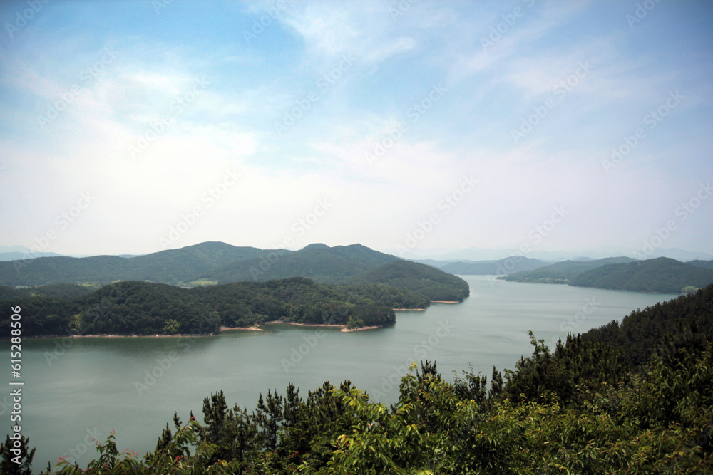 View of the observatory of Jinyang Lake, Jinju-si, Korea, Lakeside Observatory