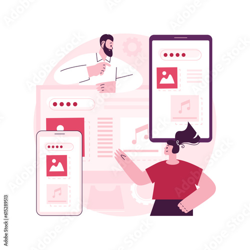 Responsive web design abstract concept vector illustration. Website frontend development, all screens UI and UX, web page mobile version, flexible grid and layout, CSS media query abstract metaphor.