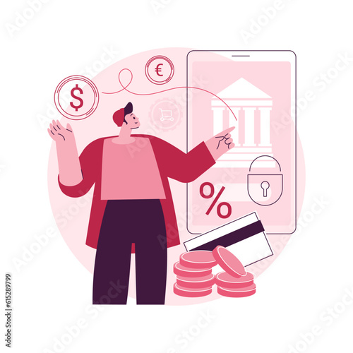 Banking operations abstract concept vector illustration. Main banking processing, easy financial services, legal transactions, purchase stock shares, check account, manage deposit abstract metaphor.