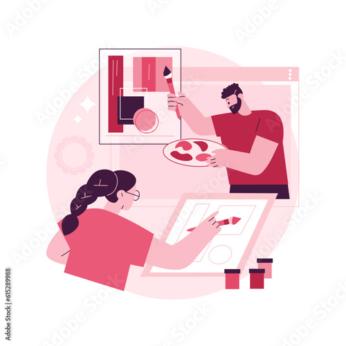 Virtual arts and crafts online lessons abstract concept vector illustration. DIY items maker, improve skills in quarantine, online tutorials, free classes, educational platform abstract metaphor.