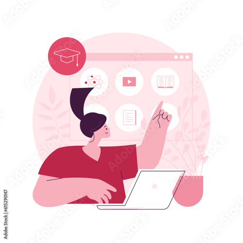 Online school platform abstract concept vector illustration. Homeschooling in covid-2019 qarantine, online education platform, digital classes, virtual courses, LMS for school abstract metaphor.