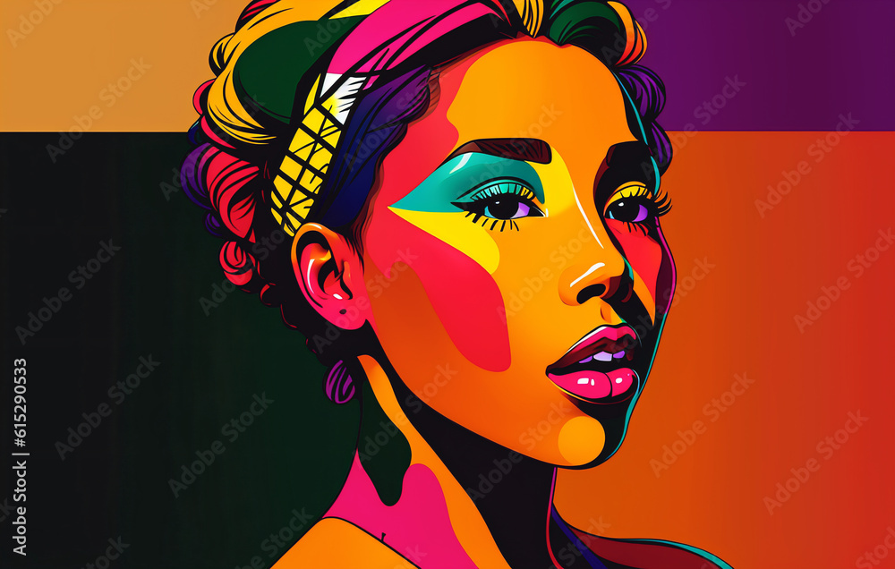 Fashion african american woman portrait in pop art comic style. Generative AI. Fashion african american woman portrait in pop art comic style. Generative AI.