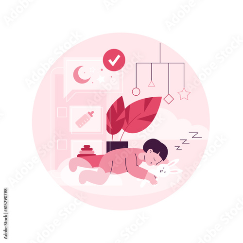 Kids routine app abstract concept vector illustration. Child routine mobile app, newborn application, toddler bedtime software, kids schedule solution, activity tracking abstract metaphor.