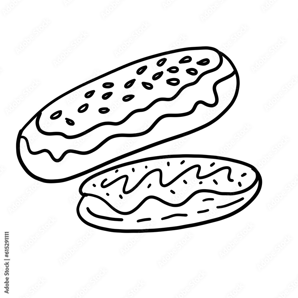 Eclair pastry with a cute face Eclair pastry with a cute face