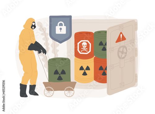 Safe storage of waste isolated concept vector illustration. Chemical waste management, hazardous material storage, safe container, sorting and recycling, dangerous substance vector concept.