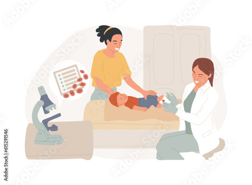 Anemia screening isolated concept vector illustration. Genetic disorder diagnosis, anemia exam, iron deficiency, sickle cell screening, hemolises, lab test, make diagnosis vector concept.