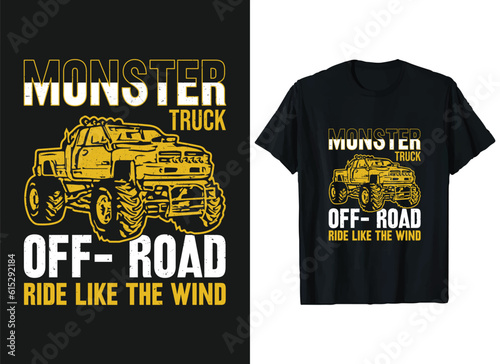 Monster Truck T-shirt Design Vector, off road monster trucks graphics.