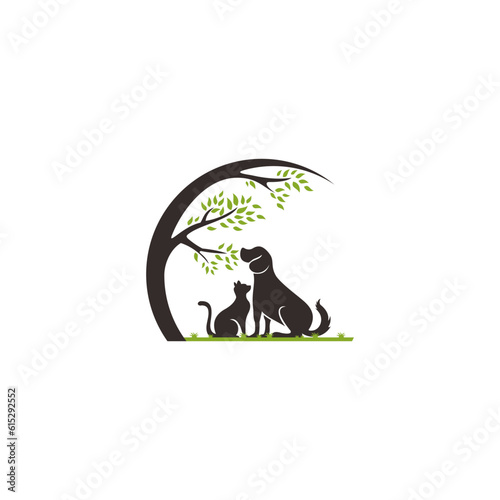 Dog and cat silhouette isolated on white background