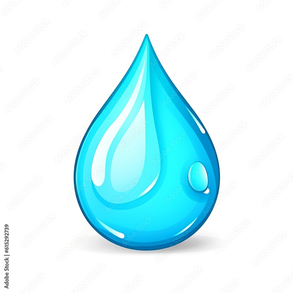 Natural Water drop Ecology Symbol Cartoon Square Illustration. Environment and Planet Saving. Ai Generated Drawn Illustration with Sustainable Green Water drop Ecology Symbol.