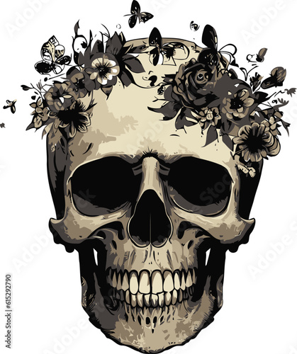 Skull vector, Human Colorful Skull vector illustraion silhouette Art.