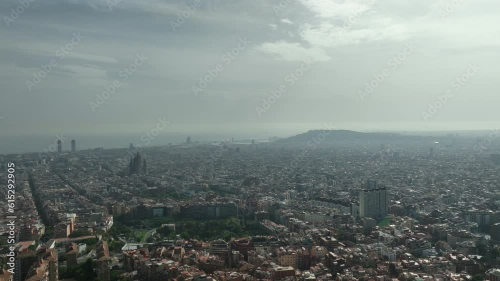 sunny day flight over barcelona city famous central area bay aerial panorama 4k spain sunny day flight over barcelona city famous central area bay aerial panorama 4k spain